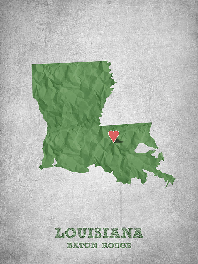 Baton Rouge Drawing - I love Baton Rouge Louisiana - Green by Aged Pixel