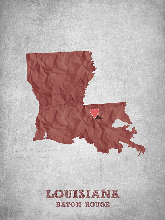 Baton Rouge Drawing - I love Baton Rouge Louisiana - Red by Aged Pixel