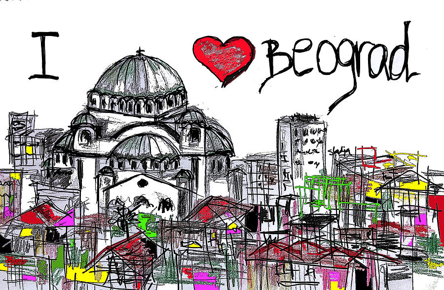 City Digital Art - I love Beograd by Sladjana Lazarevic