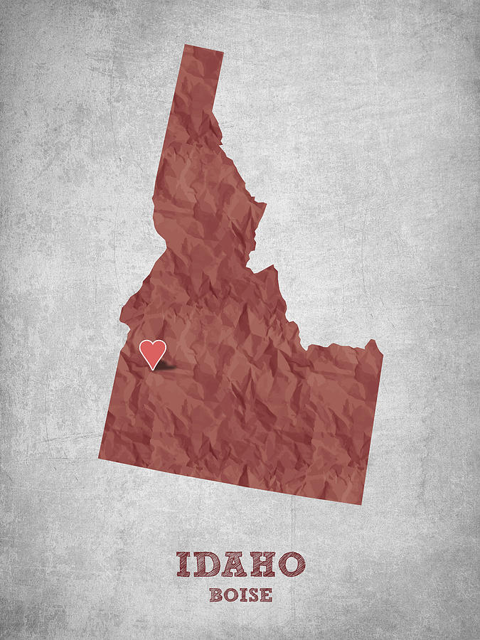 Boise Drawing - I love Boise Idaho- Red by Aged Pixel