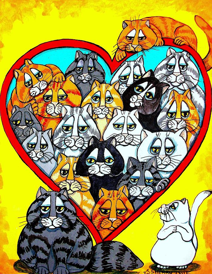 I Love Cats Painting by Sherry Dole