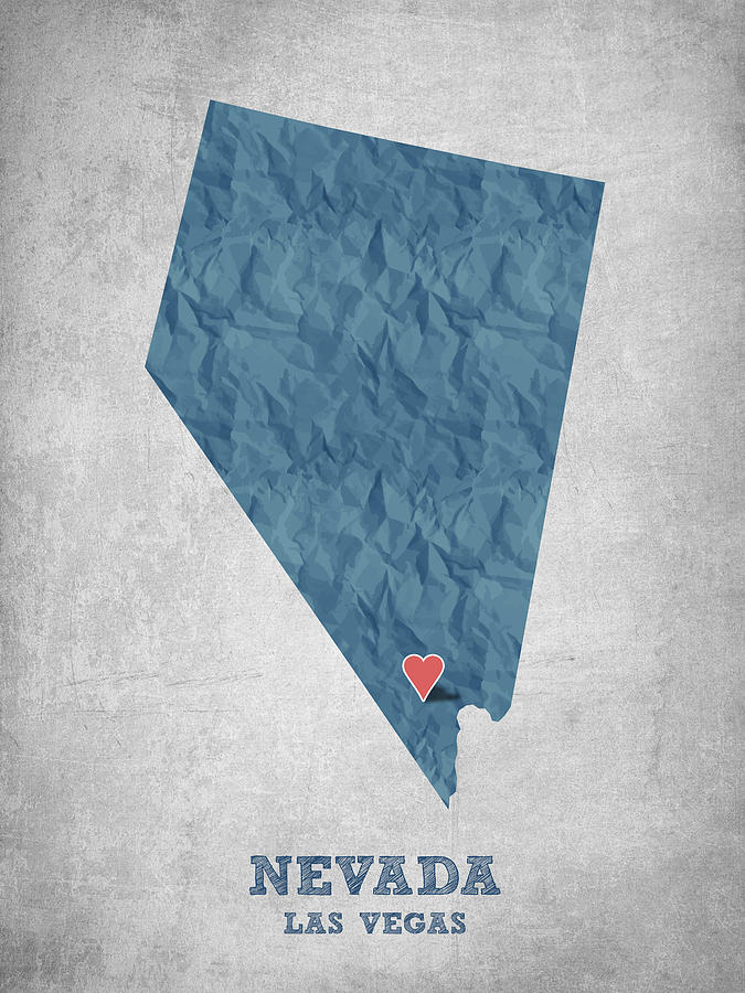 Las Vegas Digital Art - I love Las Vegas Nevada - Blue by Aged Pixel