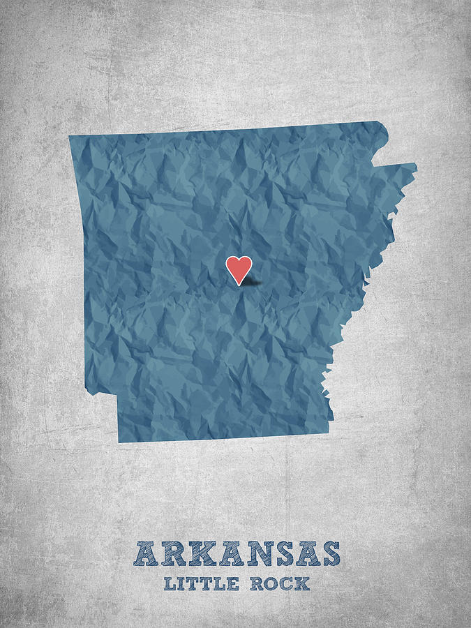 Little Rock Digital Art - I love Little Rock Arkansas - Blue by Aged Pixel