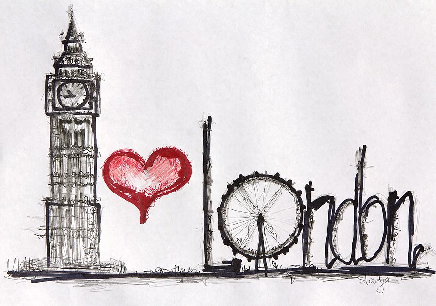 London Painting - I love London by Sladjana Lazarevic