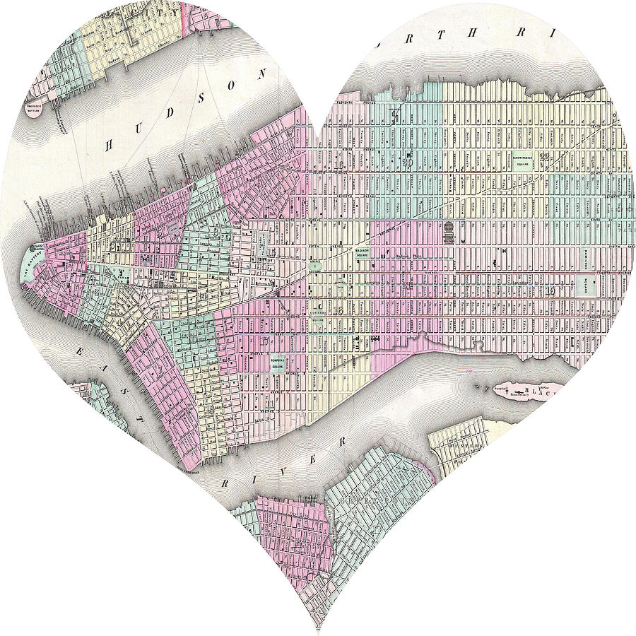 I Love Manhattan Heart Map Photograph by Georgia Clare