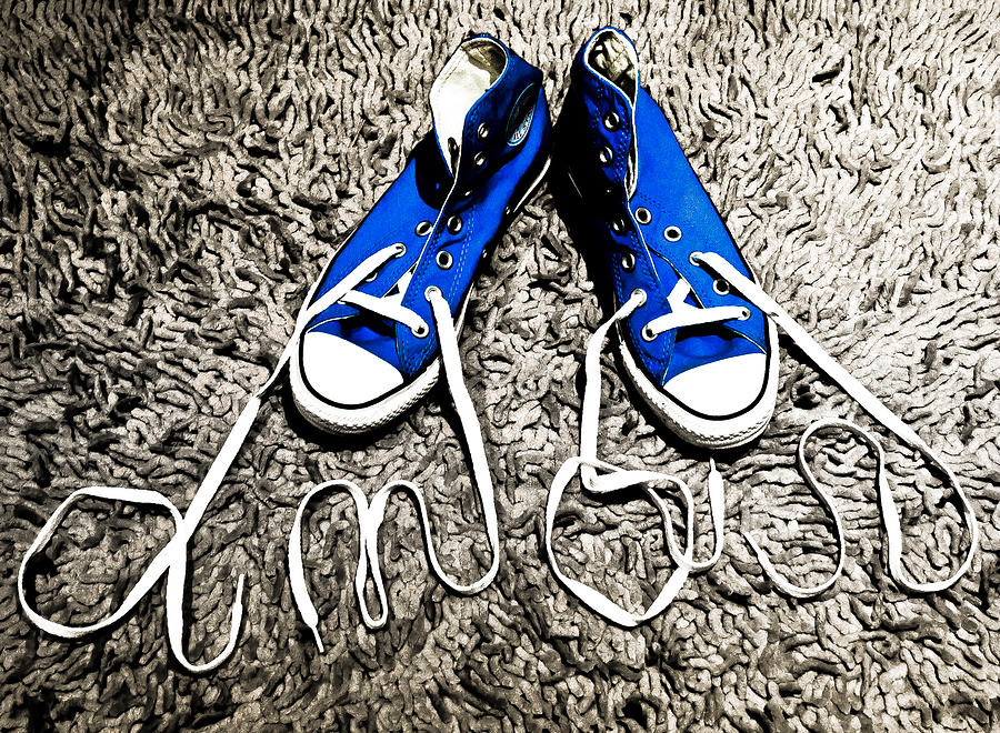 blue suede tennis shoes Photograph 