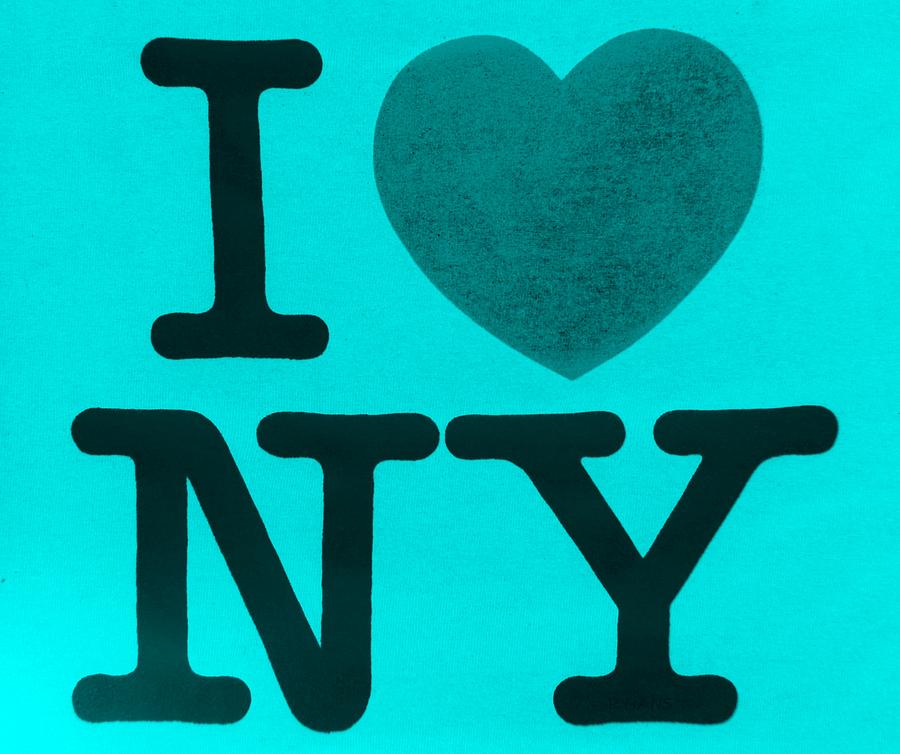 New York City Photograph - I Love N Y Aqua by Rob Hans