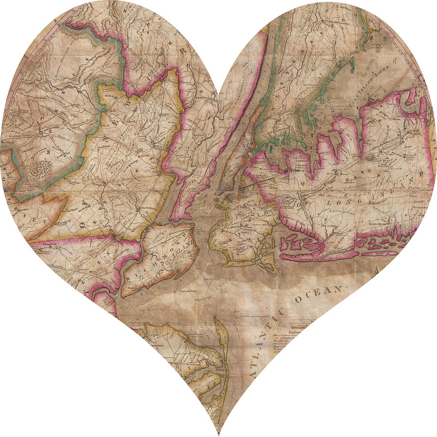 I Love New York Heart Map Photograph by Georgia Clare