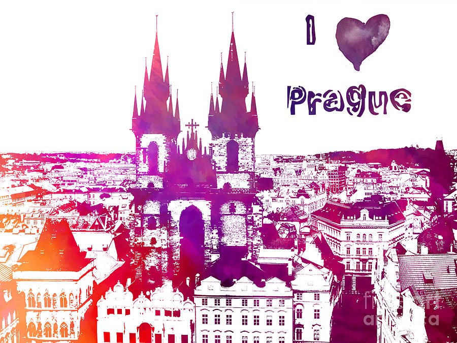 I love Prague Digital Art by Justyna Jaszke JBJart