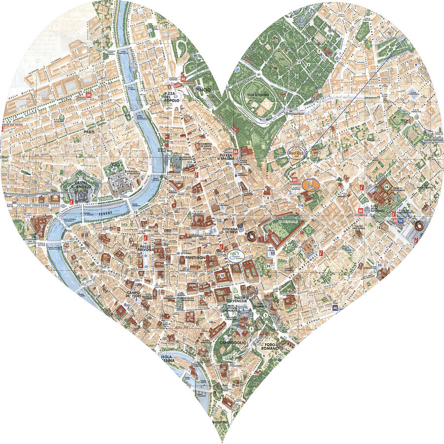 I Love Rome Heart Map Photograph by Georgia Clare