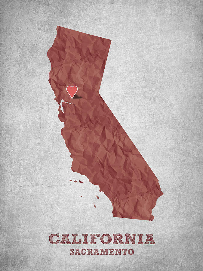 Sacramento Digital Art - I love Sacramento California - Red by Aged Pixel