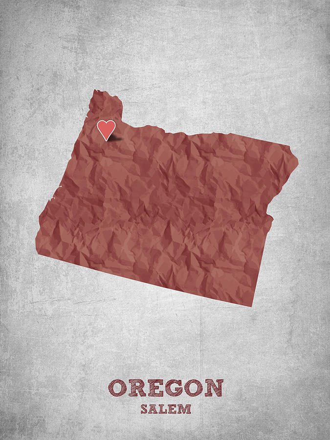 Salem Digital Art - I love Salem Oregon- Red by Aged Pixel