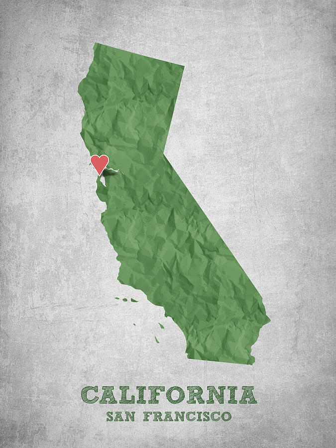 San Francisco Digital Art - I love San Francisco California - Green by Aged Pixel
