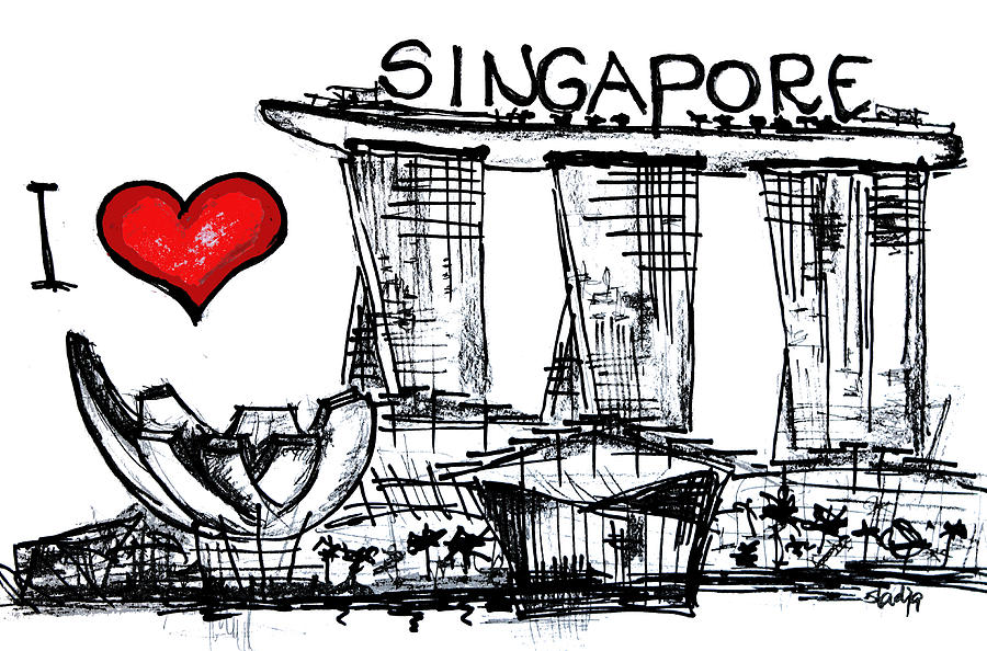 I love Singapore Digital Art by Sladjana Lazarevic