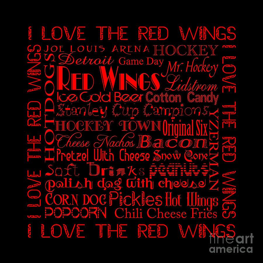 I Love The Red Wings Pillow 3 Digital Art by Andee Design