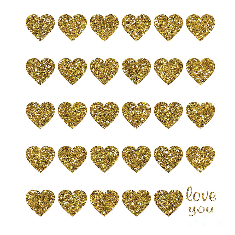 I Love You Gold Heart Digital Art by Edit Voros | Fine Art America