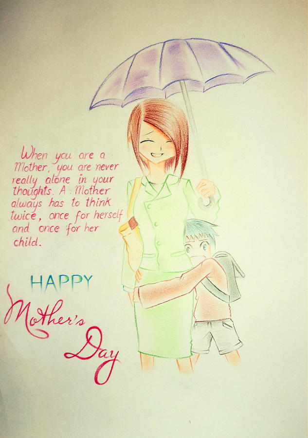  Mother s Day - I Love U Mom Drawing by Tanmay Singh