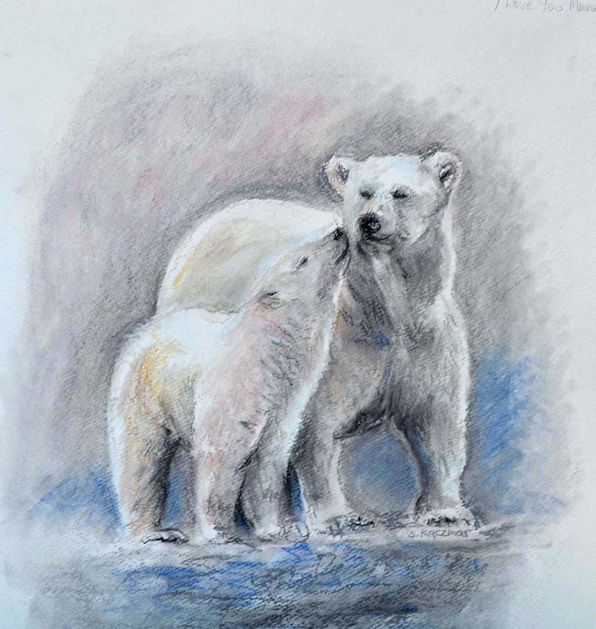 Polar Bears Pastel - I Love You Mommy by Olga Kaczmar