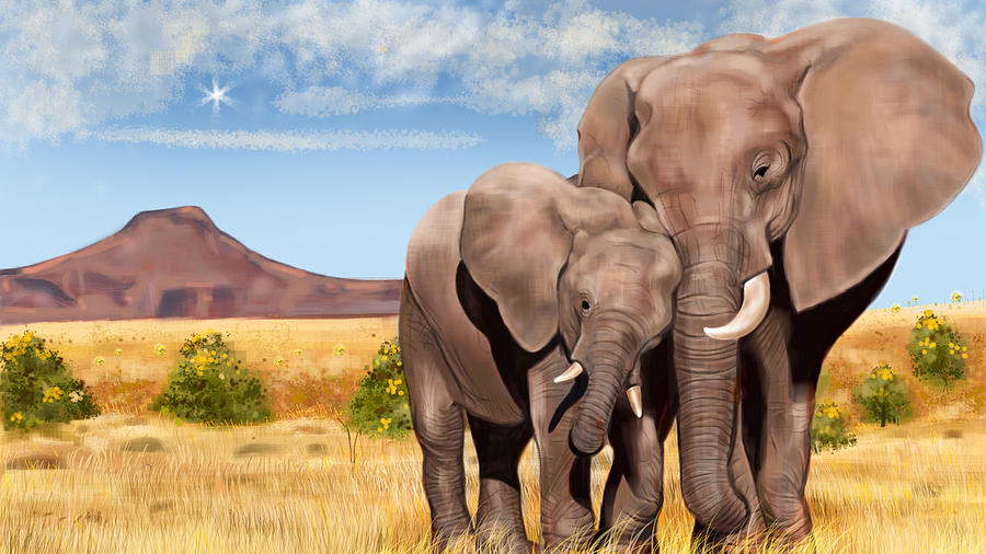 Elephant Digital Art - I Love You My Son by Asp Arts
