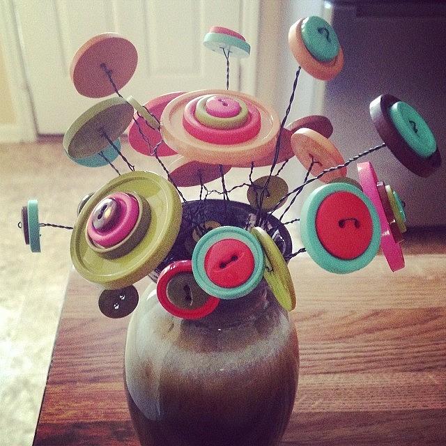 I Made This Button Bouquet For Photograph by Rikki Goodwin