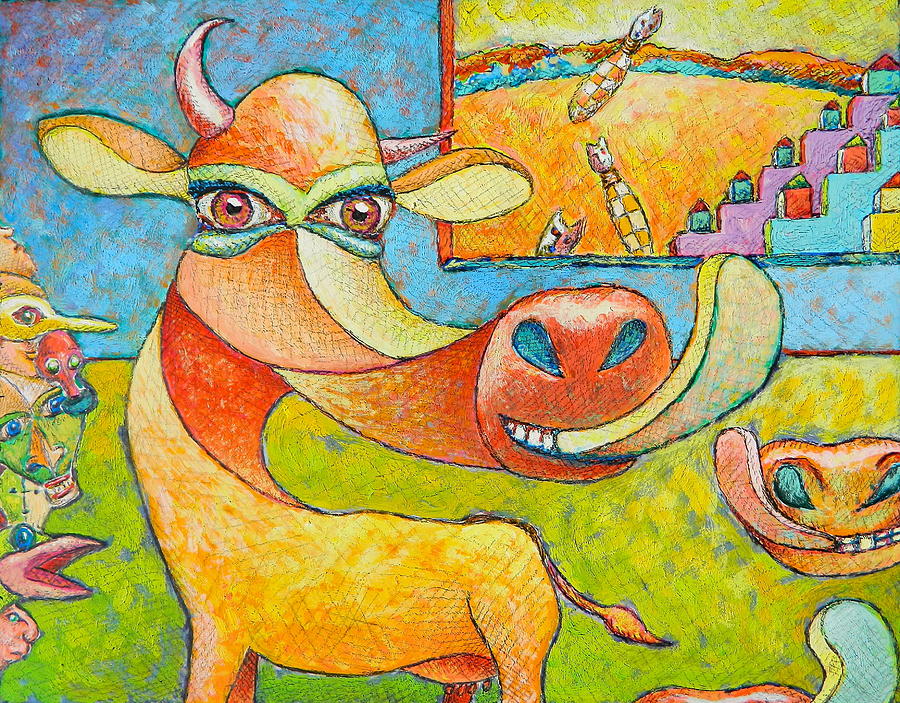 Cow Painting - I Once knew a Cow by Ronald Walker