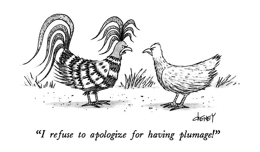 I Refuse To Apologize For Having Plumage! Drawing by Tom Cheney