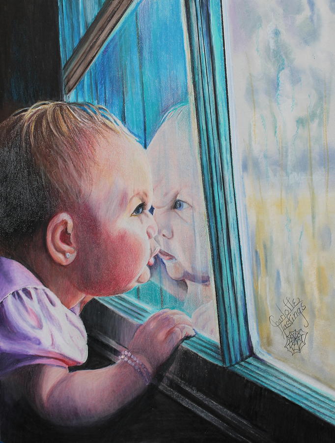 Color Pencils Drawing - I See You by Charlotte Hastings