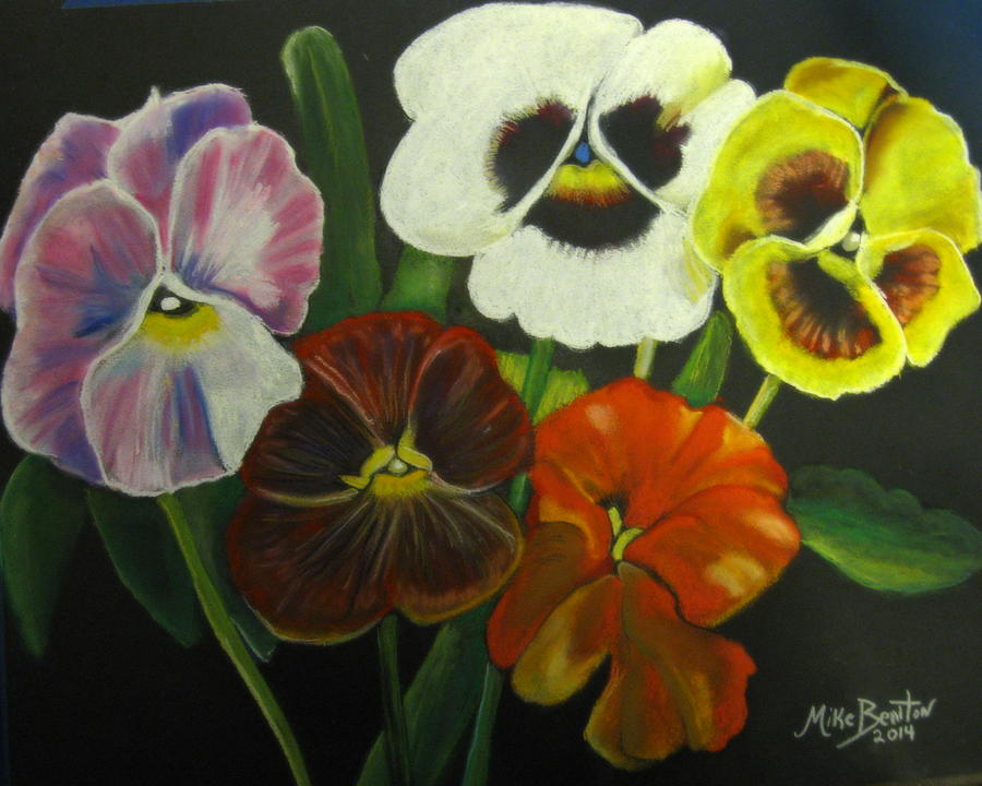 I See Your Pansies Pastel by Mike Benton