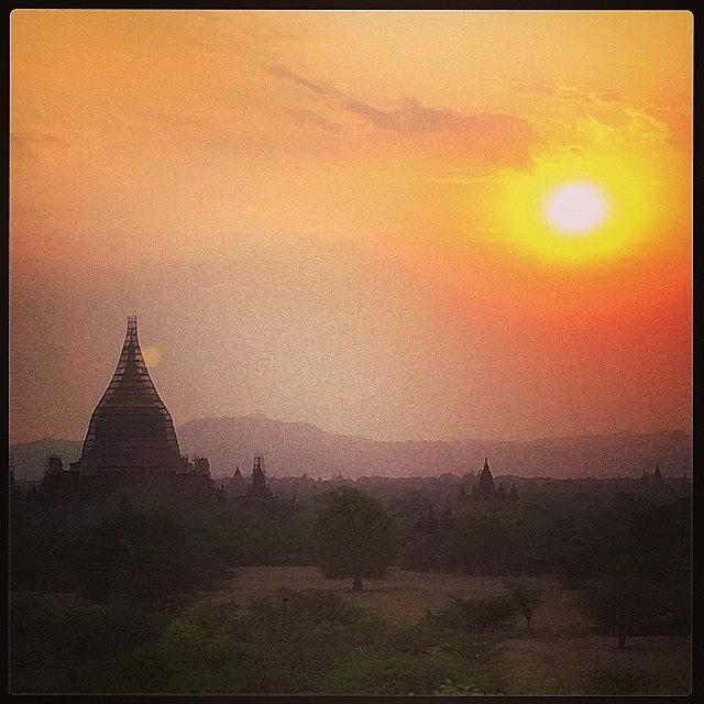 Sunset Photograph - I Went To See #sunset In #bagan by Ryoji Japan