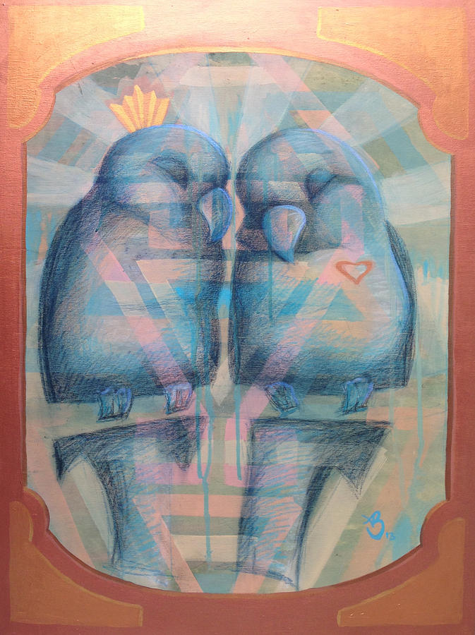 Lovebird Painting - I will be King and You will be Queen by Ashley  Bowers