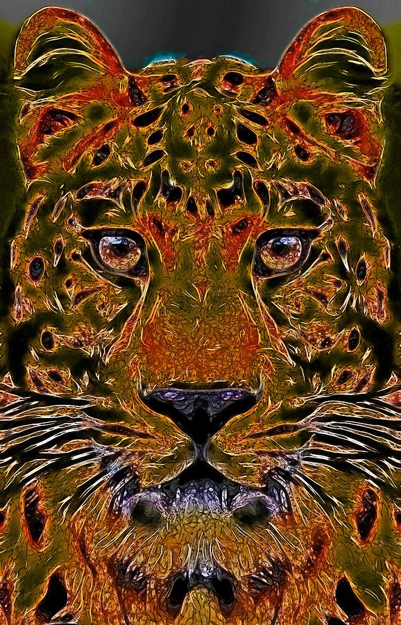 Abstract Tiger Digital Art - I Will Give You Ahead Start by Devalyn Marshall