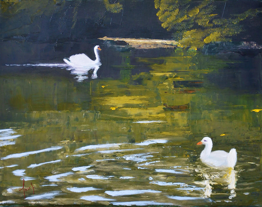 I wish I was a Swan Painting by Josef Kelly