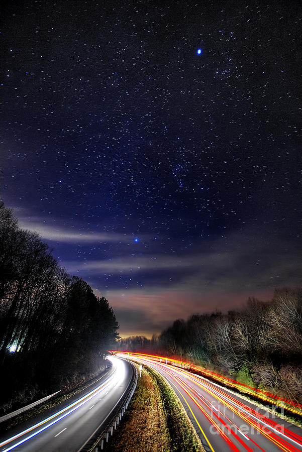Nature Photograph - I66 at night 7668HDR by Chuck Smith