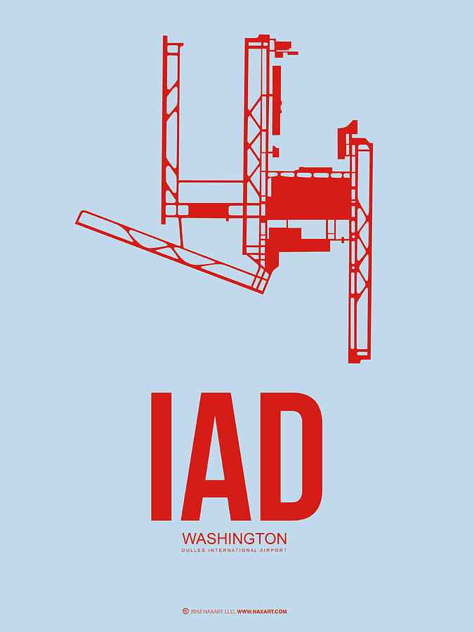 Washington D.c. Digital Art - IAD Washington Airport Poster 2 by Naxart Studio