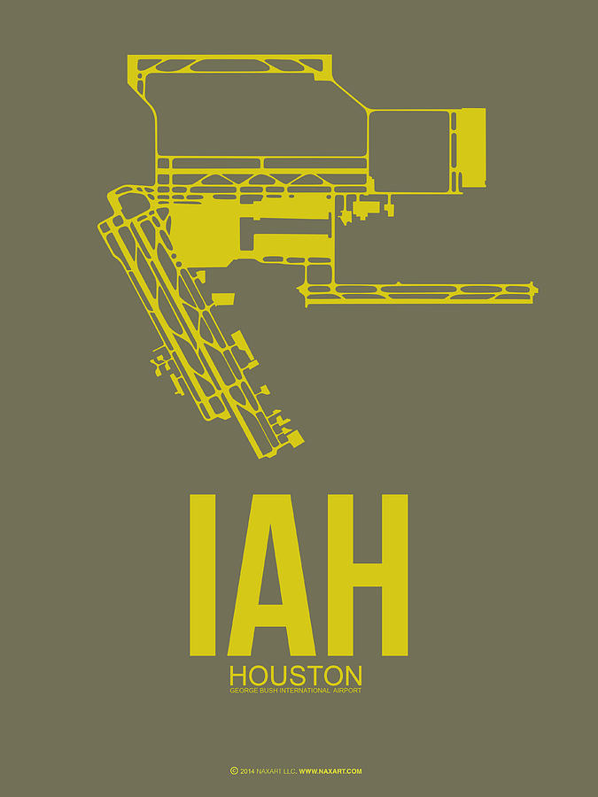 Houston Digital Art - IAH Houston Airport Poster 2 by Naxart Studio