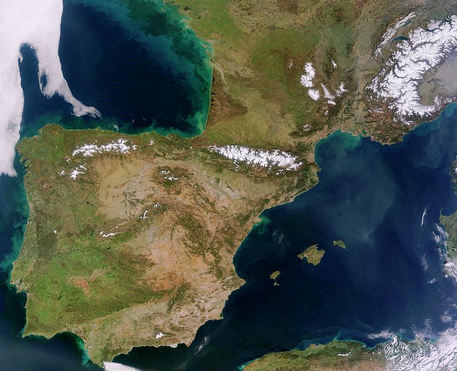 Iberian Peninsula Photograph by Jeff Schmaltz, Lance/eosdis Modis Rapid ...