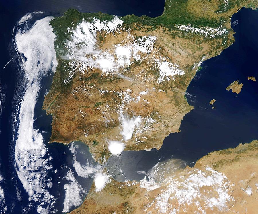 Iberian Peninsula, satellite image Photograph by Science Photo Library