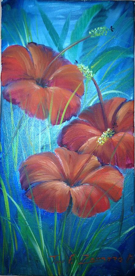 Flower Painting - Ibiscos Del Corazon by Jaime Zamora