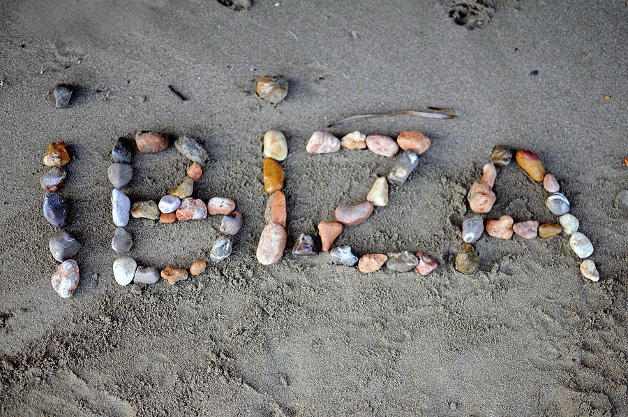 Holiday Photograph - Ibiza Written On The Sand With Assorted by Nano Calvo