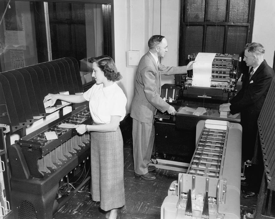 IBM Punch Card Machines Photograph by Underwood Archives