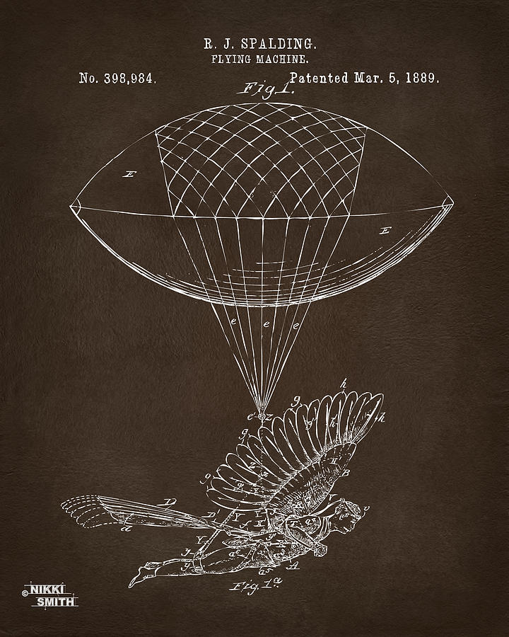 Icarus Airborn Patent Artwork Espresso Digital Art by Nikki Marie Smith
