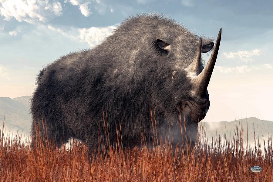 Prehistoric Digital Art - Ice Age Rhino by Daniel Eskridge
