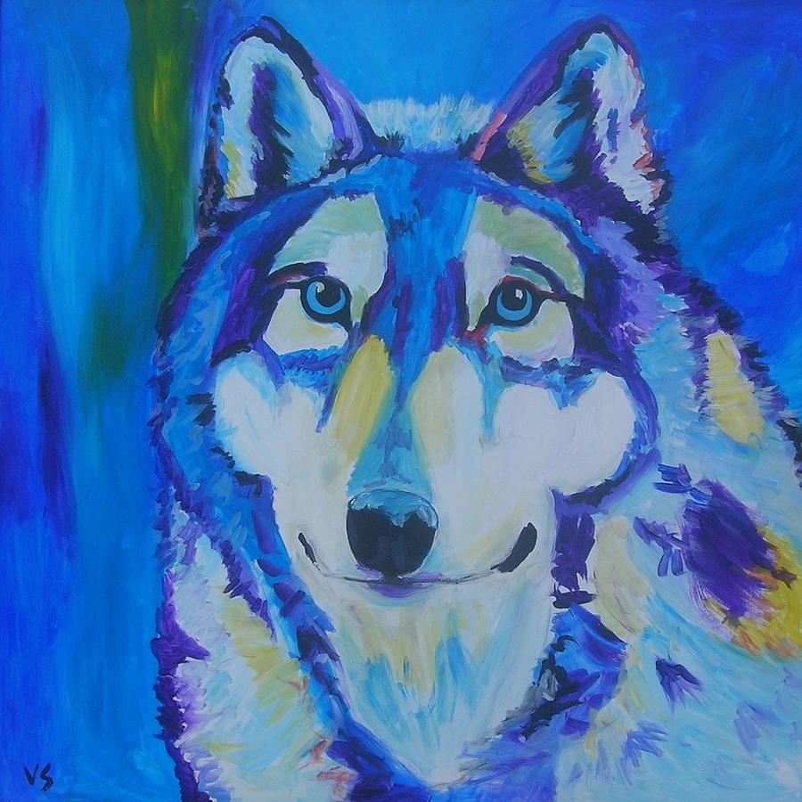 Abstract Painting - Ice Blue Husky by Veronica Yoder