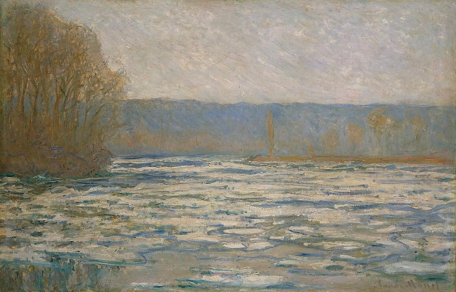 Claude Monet Painting - Ice Breaking Up on the Seine near Bennecourt by Claude Monet