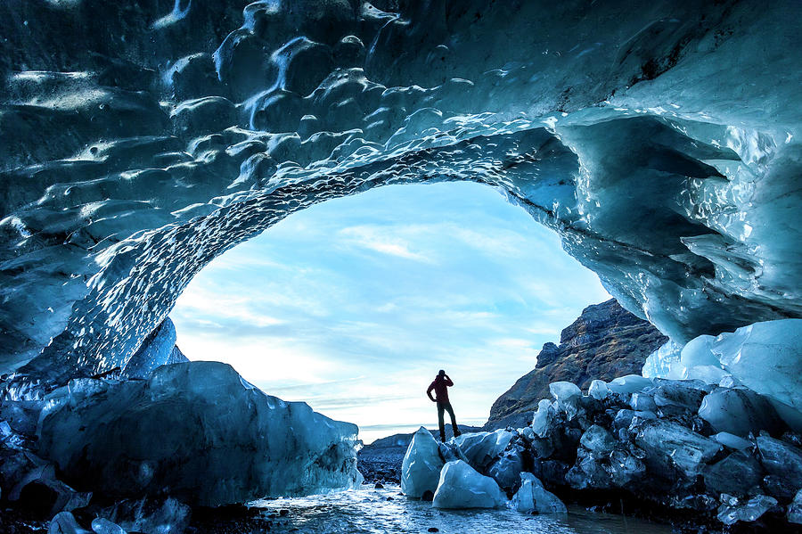 Ice Cave, Svinafellsjokull Glacier Photograph by Peter Adams