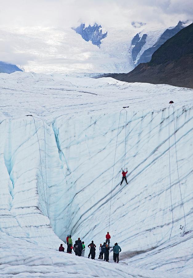 Ice-climbing Class On A Glacier Photograph by Jim West