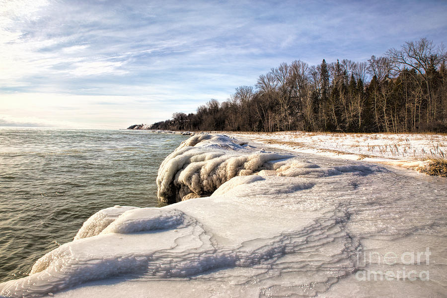 Ice Covered Shores Of Lake Michigan Photograph