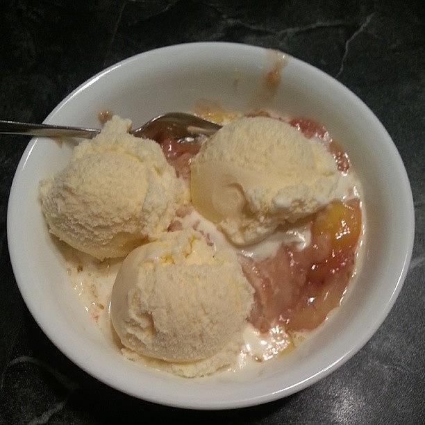 Ice Cream And Homemade Peach-raspberry Photograph by Colleen Daley
