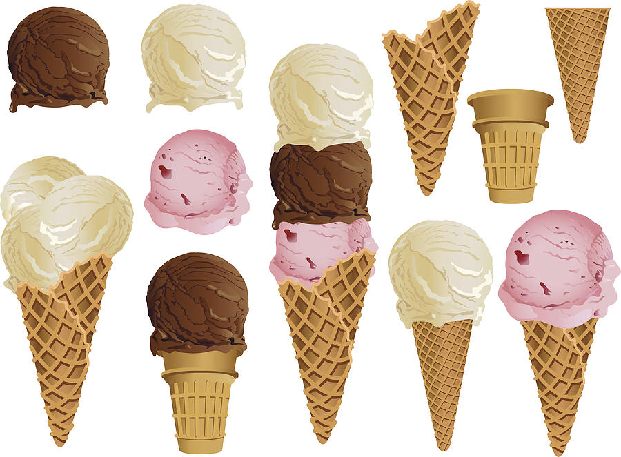 Ice Cream Cones Drawing by Vivcard