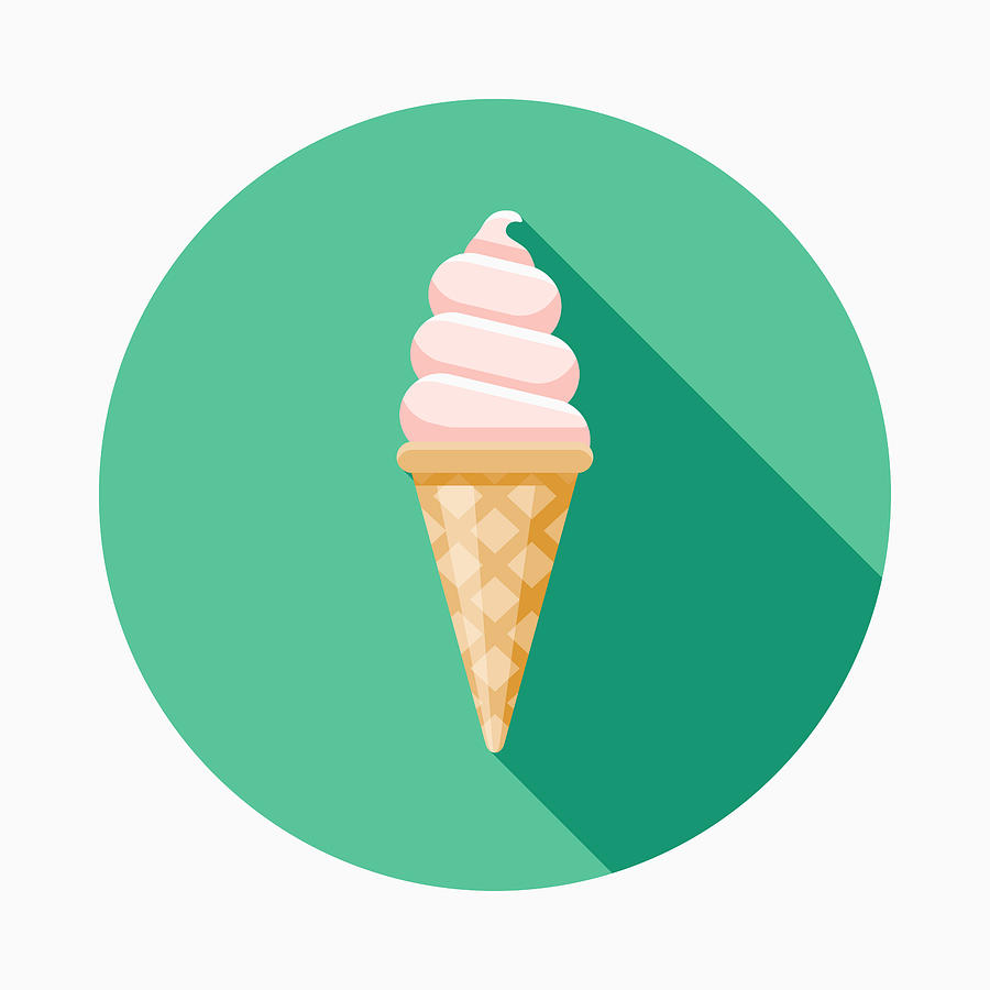 Ice Cream Flat Design Fast Food Icon Drawing by Bortonia
